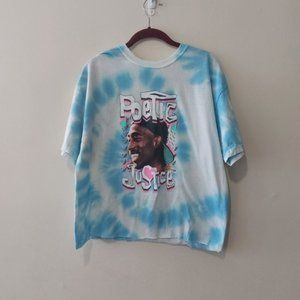 Poetic Justice 2pac Tupac Shakur Blue Tie Dye Cropped Short Sleeve Size Xl Nwt